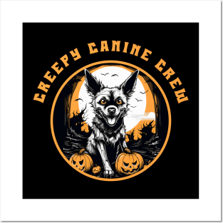 Creepy Canine Crew Dog Witch Halloween Posters and Art